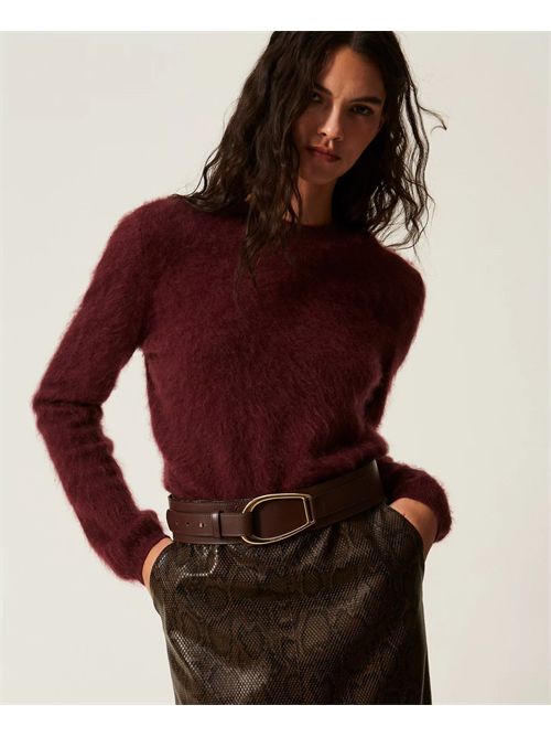 Cintura fusciacca in pelle con maxi fibbia TWINSET | TA4730/13411